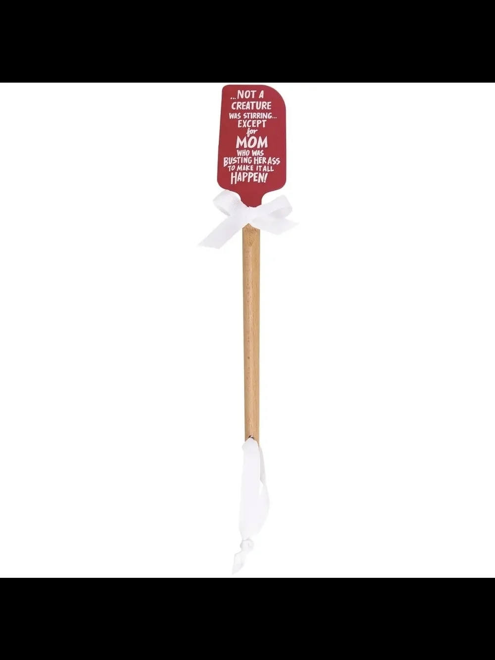 Red Mother's Day Silicone Spatula with Wooden Handle